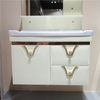 Modern Style Cheap Wall Mount Design Slate Countertop Pvc Bathroom Sink Mirror Vanity Cabinet