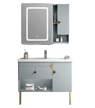 Factory Directly Modern Hotel Hanging Waterproof Mirror Wash Basin Vanity Pvc Bathroom Cabinet with Side Cabinet