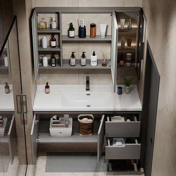 Factory Directly Modern Hotel Hanging Waterproof Mirror Wash Basin Vanity Pvc Bathroom Cabinet