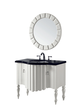 Factory Directly Sell Classical Furniture Vanity with Mirror White Vanity Pvc Bathroom Cabinet with Washing Ceramic Basin