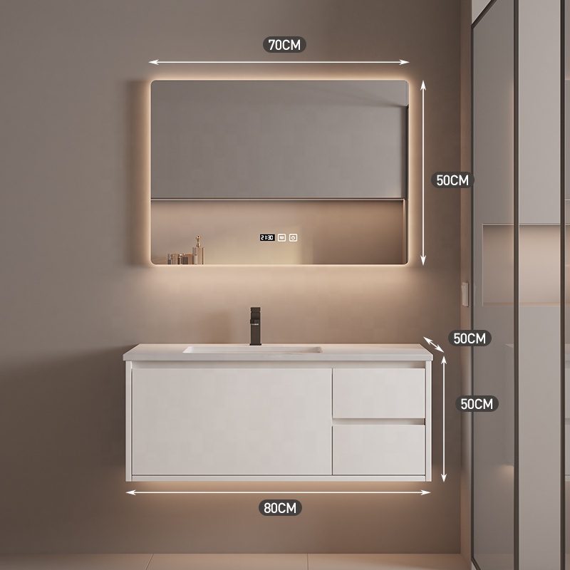 China Factory Modern Style PVC MDF Wooden Black White Luxury Bathroom Vanity Cabinet
