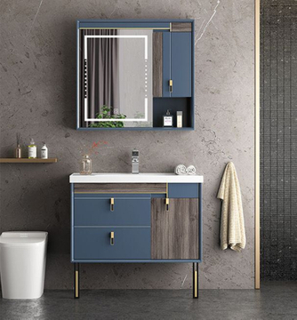 Factory Directly Modern Hotel Hanging Waterproof Mirror Wash Basin Vanity Pvc Bathroom Cabinet with Side Cabinet