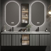 French Modern Waterproof Double Sink Acrylic Bathroom Pvc Cabinet Washbasin Rotating Bathroom Mirror Cabinet