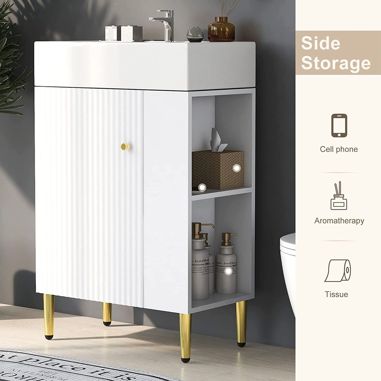 New Design PVC Bathroom Cabinet 24 Inch Small Vanity Hotel Furniture