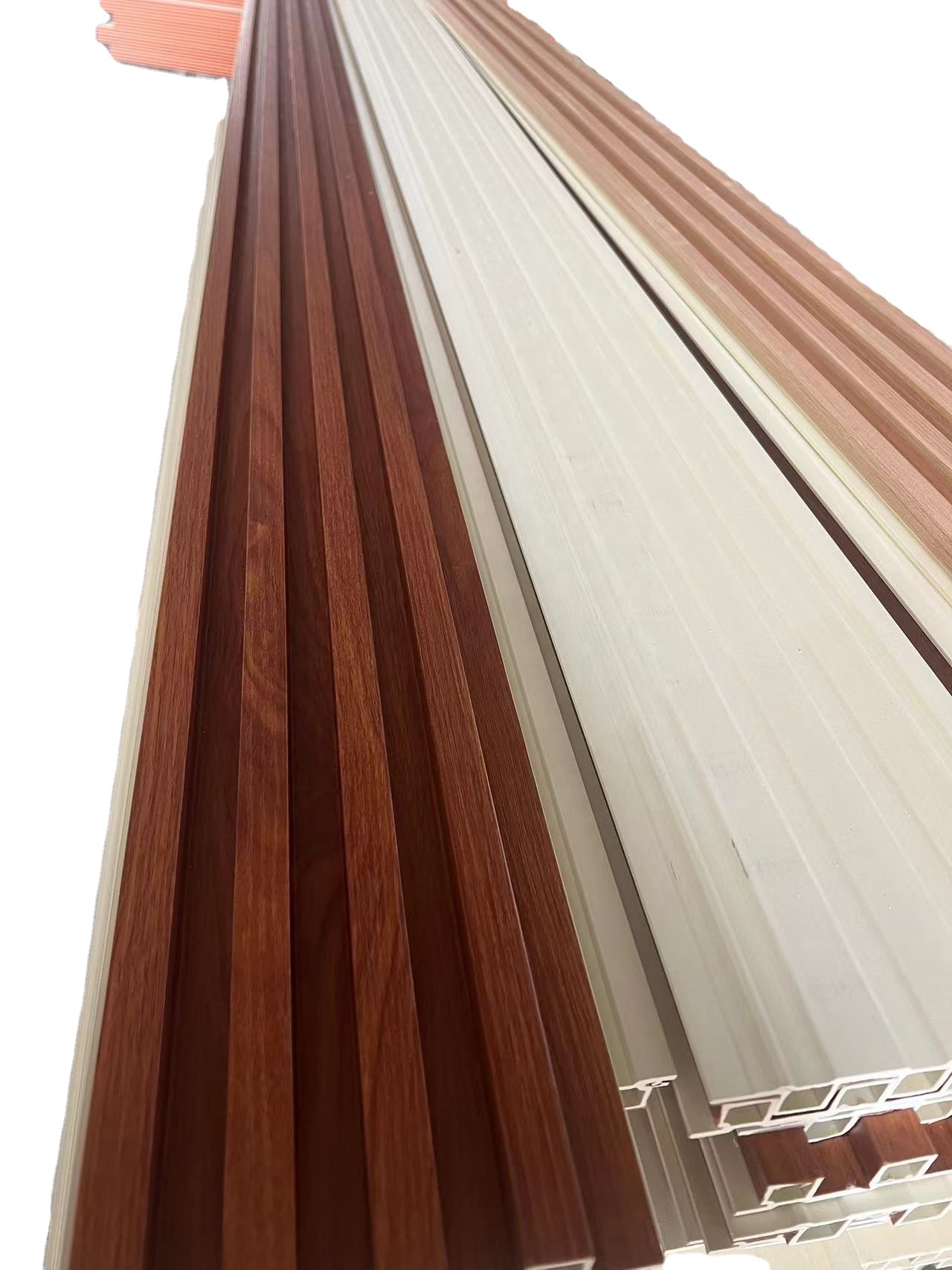 Natural Walnut Acoustic Slat Wood Wall Panels Wooden Slat Wall Panels PET PVC Film Coating Cladding