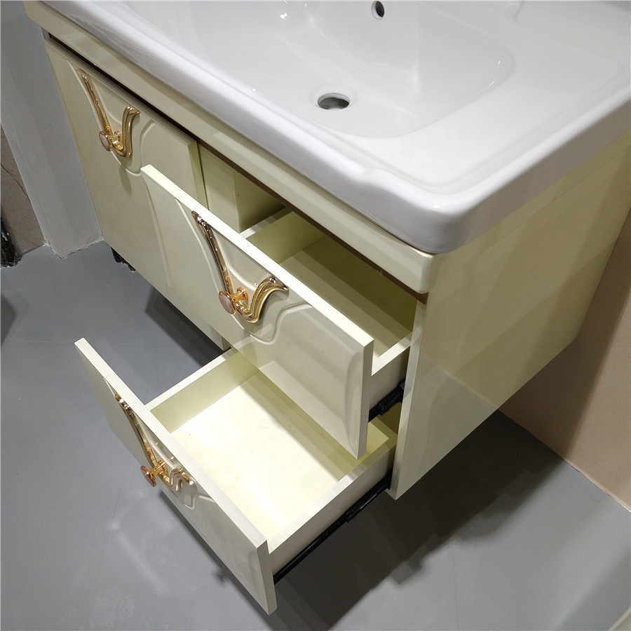 Modern Style Cheap Wall Mount Design Slate Countertop Pvc Bathroom Sink Mirror Vanity Cabinet