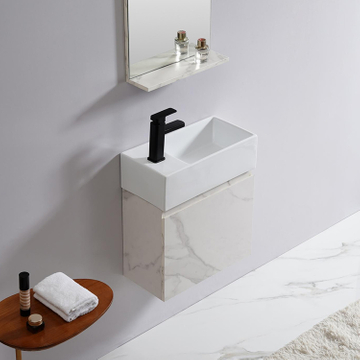 New Design Bathroom Vanities Wood Pvc 42 Inch Ceramic Top Bathroom Cabinet Vanities With Wash Basin