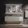 French Modern Waterproof Double Sink Acrylic Bathroom Pvc Cabinet Washbasin Rotating Bathroom Mirror Cabinet