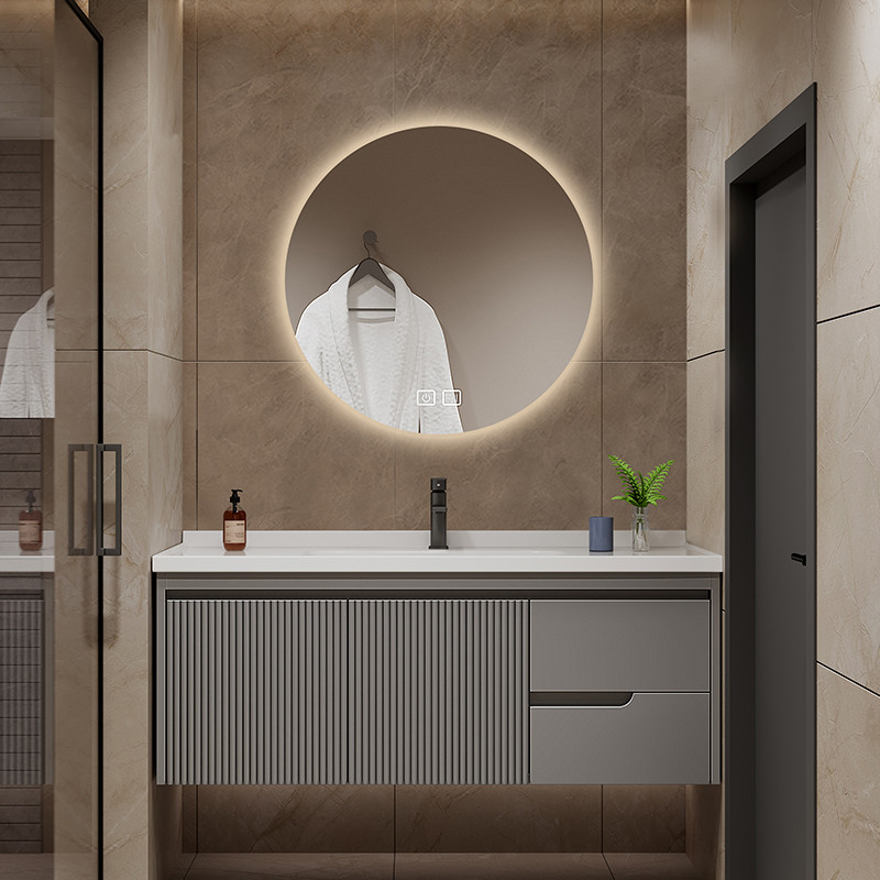 Factory Directly Modern Hotel Hanging Waterproof Mirror Wash Basin Vanity Pvc Bathroom Cabinet