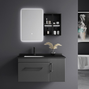 100cm PVC Floor Standing Transitional Bathroom Vanity Cabinet with Ceramic Sink