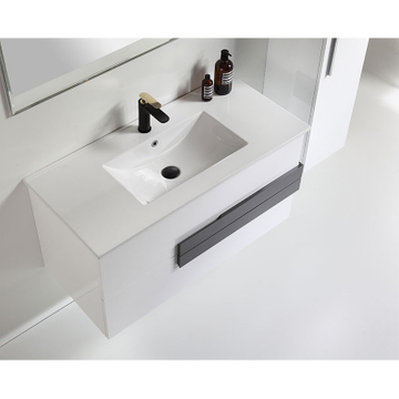 PVC Waterproof Vanity Baggio High Glossy White Painting Bathroom Vanity with Shaving Cabinet