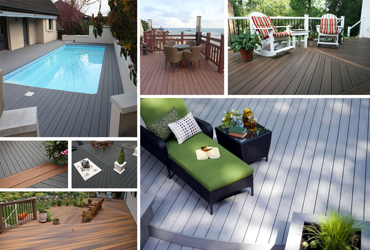 Swimming Pool Waterproof WPC Co-extrusion Decking Double-sided Bicolor WPC Flooring PVC Decking