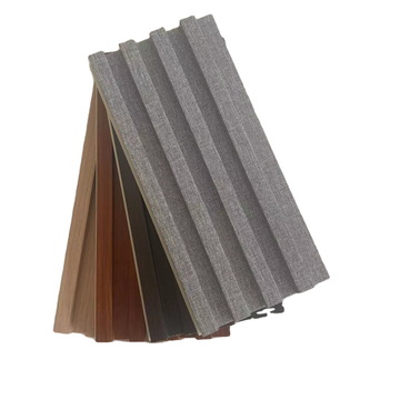 Natural Walnut Acoustic Slat Wood Wall Panels Wooden Slat Wall Panels PET PVC Film Coating Cladding