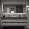 French Modern Waterproof Double Sink Acrylic Bathroom Pvc Cabinet Washbasin Rotating Bathroom Mirror Cabinet