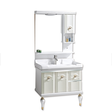 Bathroom Cabinet Vanity Floor Standing Hotel Pvc 740*456*835mm Basin Cabinet And Vanity Modern Floor Mounted PVC Membrane MDF