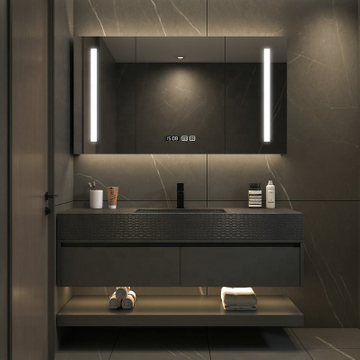Custom Hotel Project Construction Shower Room LED Lighted Vanities PVC Bathroom Cabinet
