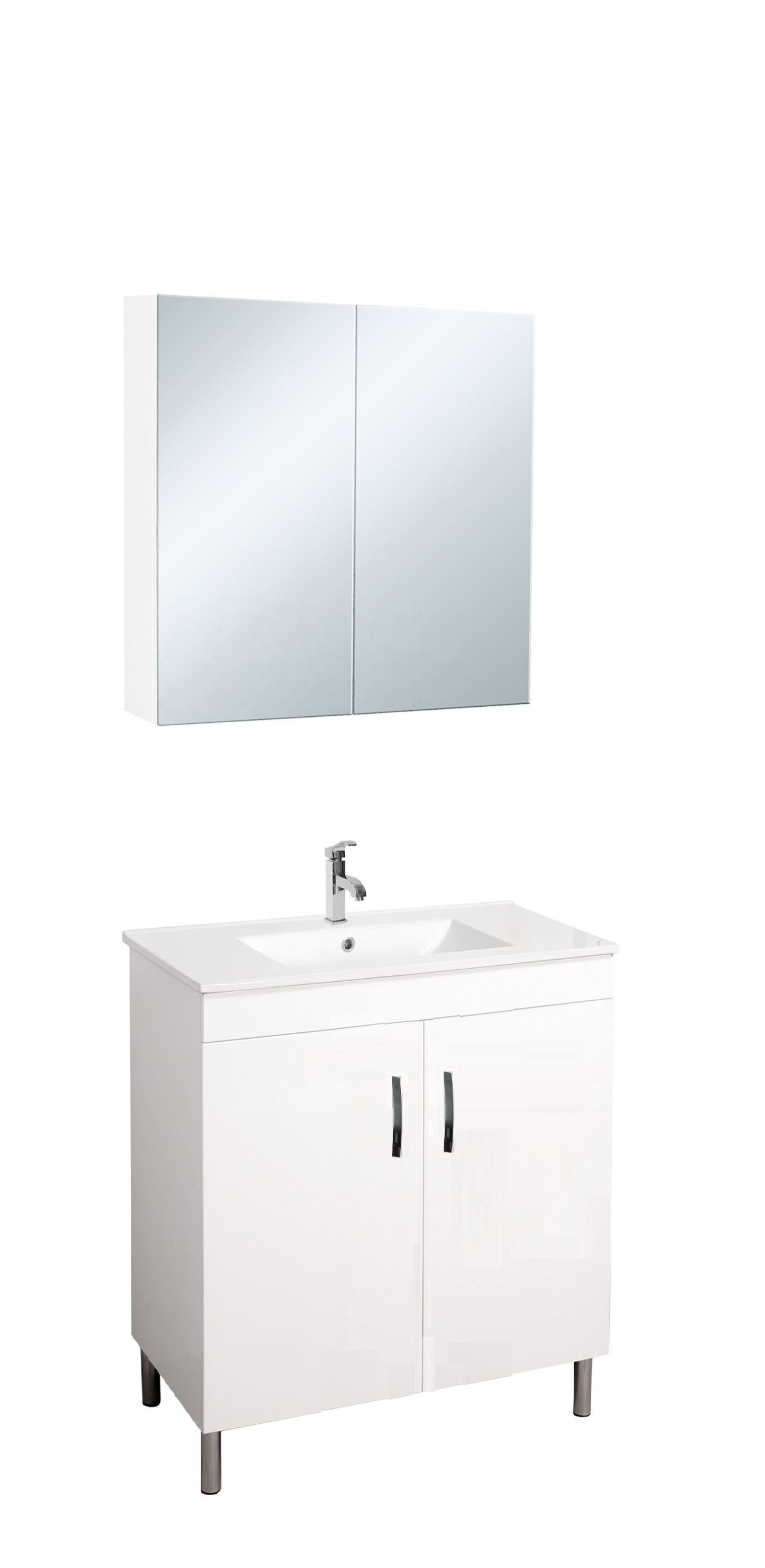 30inch Single Wall Mounted PVC Finish Modern Bathroom Cabinet With Sink