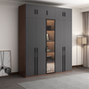 Transitional Cherry Wood Luxury Bedroom Fitted PVC Wardrobes Cabinets