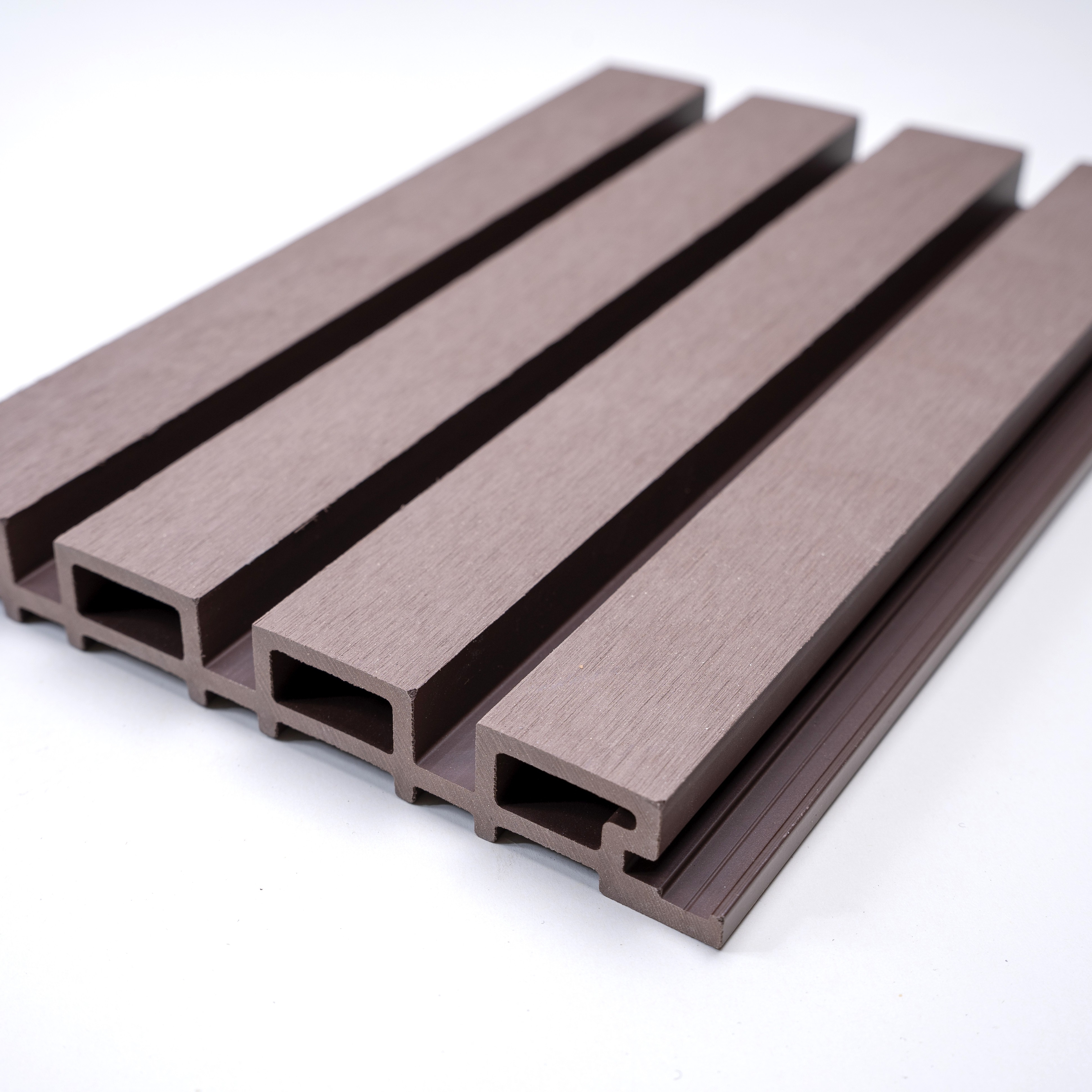 China Wholesale PVC Wood Plastic Composite Exterior Wall Cladding 3D Fluted Wood Wall Panels
