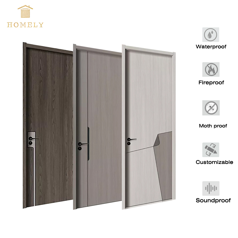 Customized Transparent Plastic Wood Grain Waterproof Pvc Bathroom Door with Single Half Glass