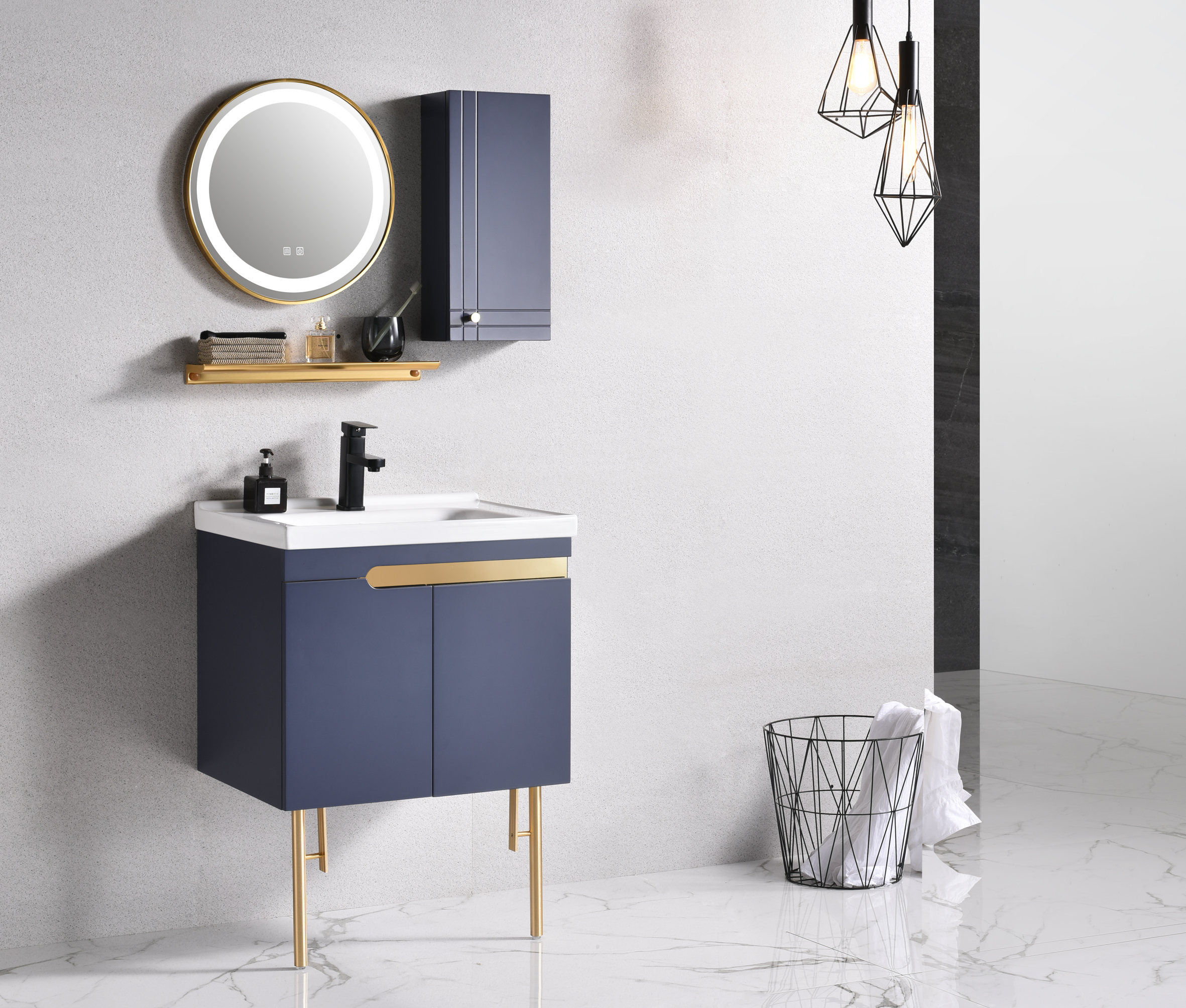 New Design Wholesale Furniture PVC Vanity Bathroom Cabinet with Sink