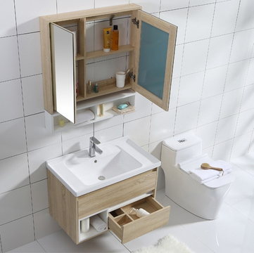 High End Popular Sanitary Ware Bathroom Toilet Furniture PVC Wall Mounted Cabinet Bathroom Vanities with Mirror