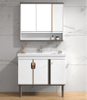 Factory Directly Modern Hotel Hanging Waterproof Mirror Wash Basin Vanity Pvc Bathroom Cabinet with Side Cabinet