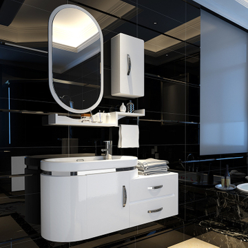 Modern Luxury White Bathroom Vanity Cabinet With Sink Floor Mounted Corner PVC Bathroom Vanities