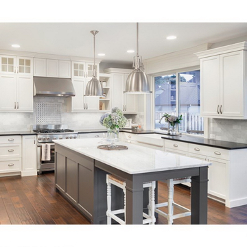 Customizable Modern PVC Membrane Hide Handle Doors Kitchen Cabinets