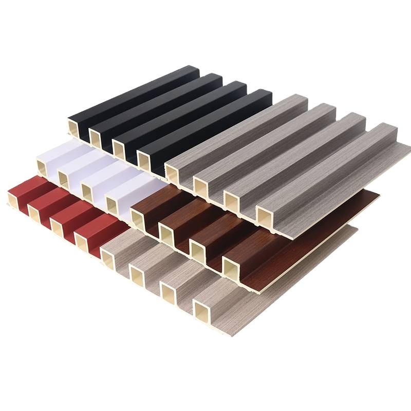 Natural Walnut Acoustic Slat Wood Wall Panels Wooden Slat Wall Panels PET PVC Film Coating Cladding