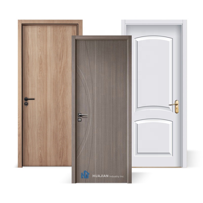 100% Waterproof Sound Insulation Interior Bedroom Wood PVC WPC Doors With Door Frame