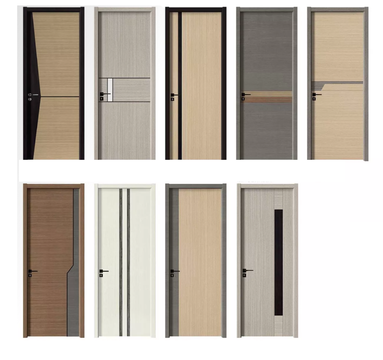 Customized Transparent Plastic Wood Grain Waterproof Pvc Bathroom Door with Single Half Glass