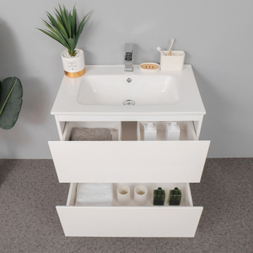 White PVC Bathroom Vanities Cabinet 2 Drawers Bathroom Vanity Cabinet with Mirror