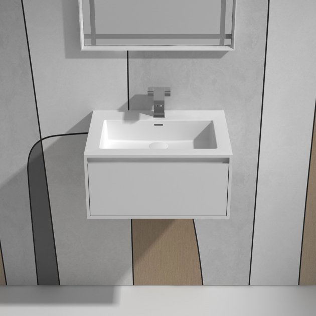 PVC Bathroom Vanity Waterproof Modern Bathroom Cabinet with Sink And Mirror