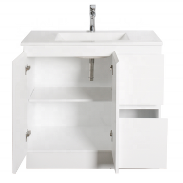 European Modern Bathroom PVC Cabinet Vanities Set Cabinet with Sink Mirror Vanity Set
