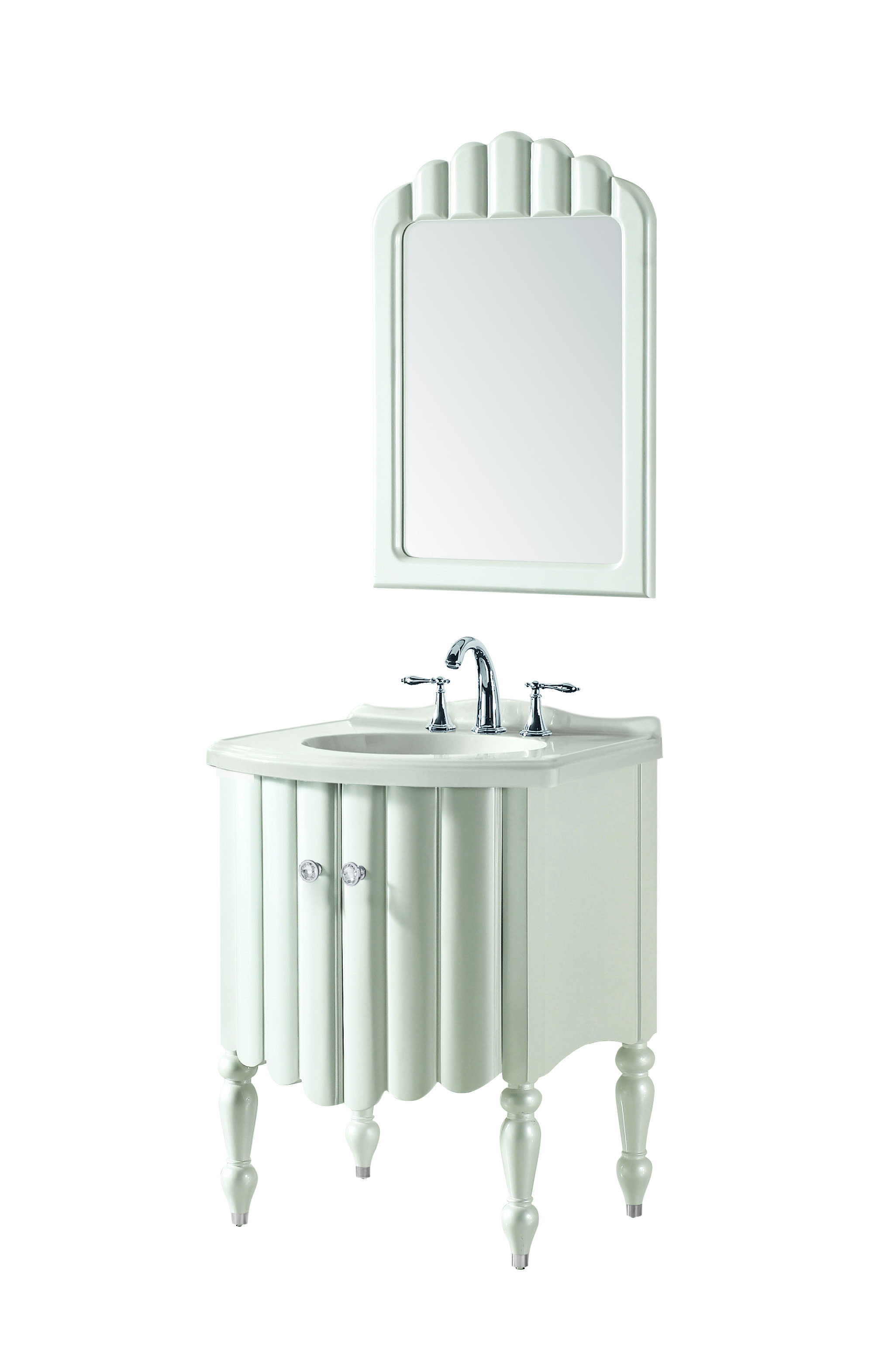 Factory Directly Sell Classical Furniture Vanity with Mirror White Vanity Pvc Bathroom Cabinet with Washing Ceramic Basin