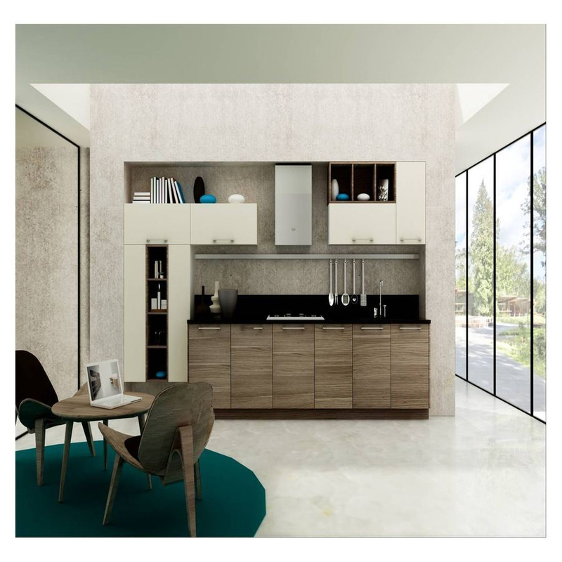 Solid Wood Kitchen Cabinets High Gloss MDF PVC Membrane Lacquer Kitchen Cabinet