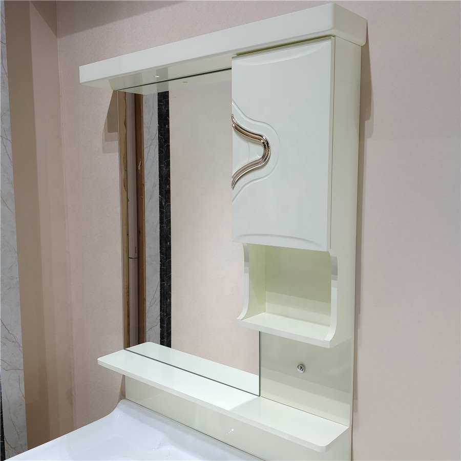 Modern Style Cheap Wall Mount Design Slate Countertop Pvc Bathroom Sink Mirror Vanity Cabinet