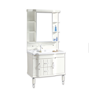 Bathroom Cabinet Vanity Floor Standing Hotel Pvc 740*456*835mm Basin Cabinet And Vanity Modern Floor Mounted PVC Membrane MDF