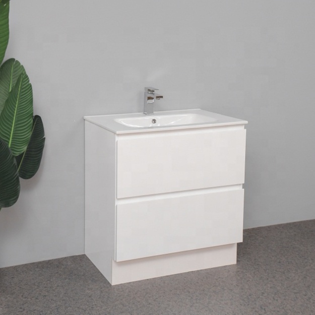 White PVC Bathroom Vanities Cabinet 2 Drawers Bathroom Vanity Cabinet with Mirror