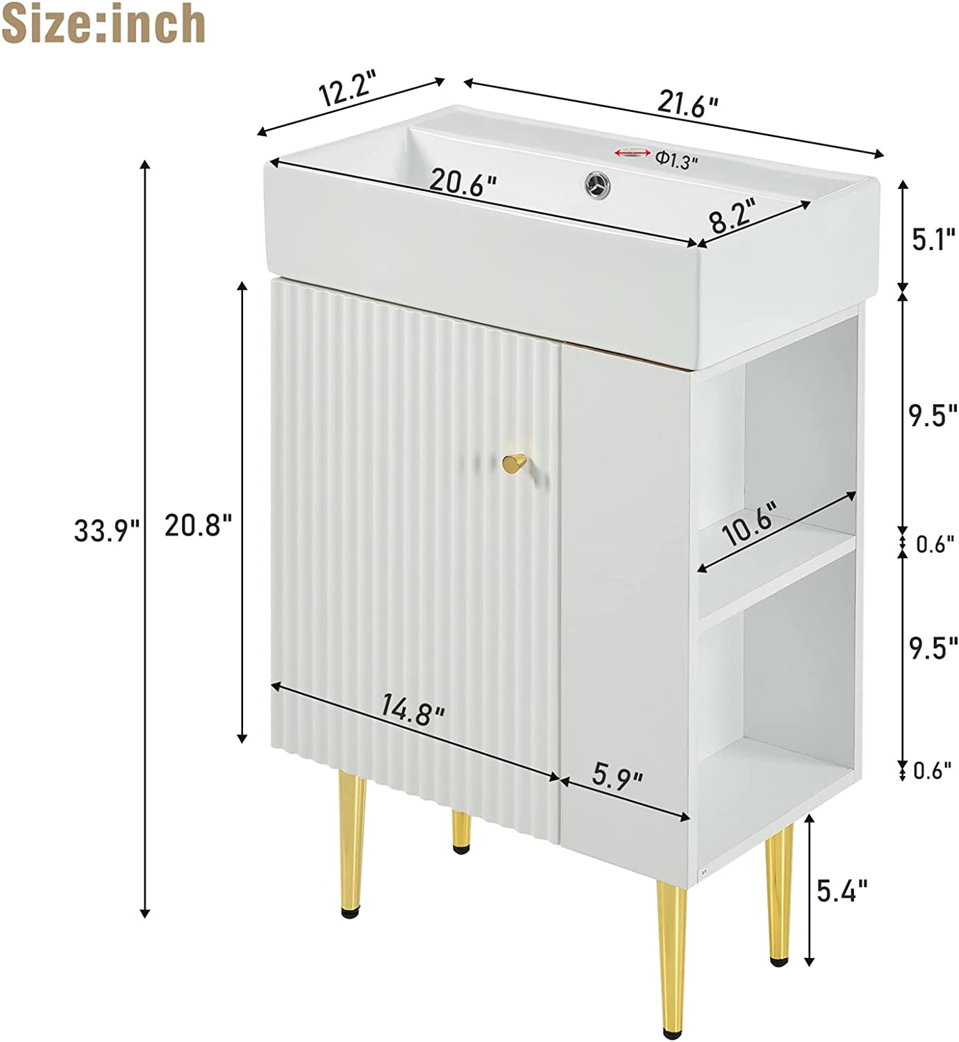 New Design PVC Bathroom Cabinet 24 Inch Small Vanity Hotel Furniture