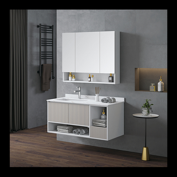 Hotel Small UK Bathroom Products PVC Plastic Vanity Cabinets with Sink