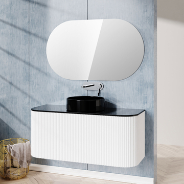 Luxury Hotel Wall Mounted PVC Bathroom Vanity Cabinets With Vessel Sink