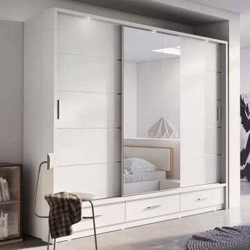 Wardrobe Storage Cabinet Closet Bedroom Furniture Customized Glass Sliding Door Wardrobe