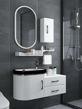 2023 Factory Directly Modern Hotel Hanging Waterproof Mirror Wash Basin Vanity Pvc Bathroom Cabinet