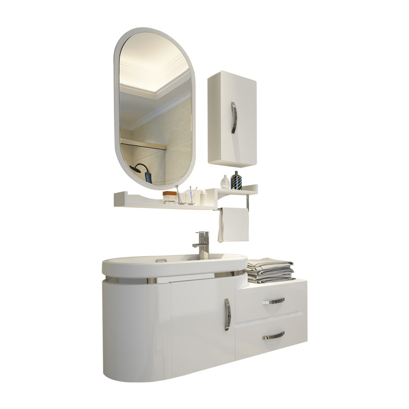Modern Luxury White Bathroom Vanity Cabinet With Sink Floor Mounted Corner PVC Bathroom Vanities