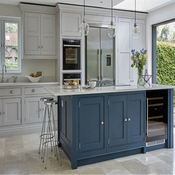 Good Price Fashionable PVC Membrane Quartz Stone Kitchen Cupboard White Shaker Kitchen Cabinets