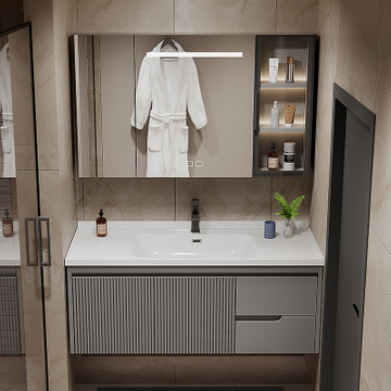 Factory Directly Modern Hotel Hanging Waterproof Mirror Wash Basin Vanity Pvc Bathroom Cabinet