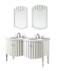 Factory Directly Sell Classical Furniture Vanity with Mirror White Vanity Pvc Bathroom Cabinet with Washing Ceramic Basin