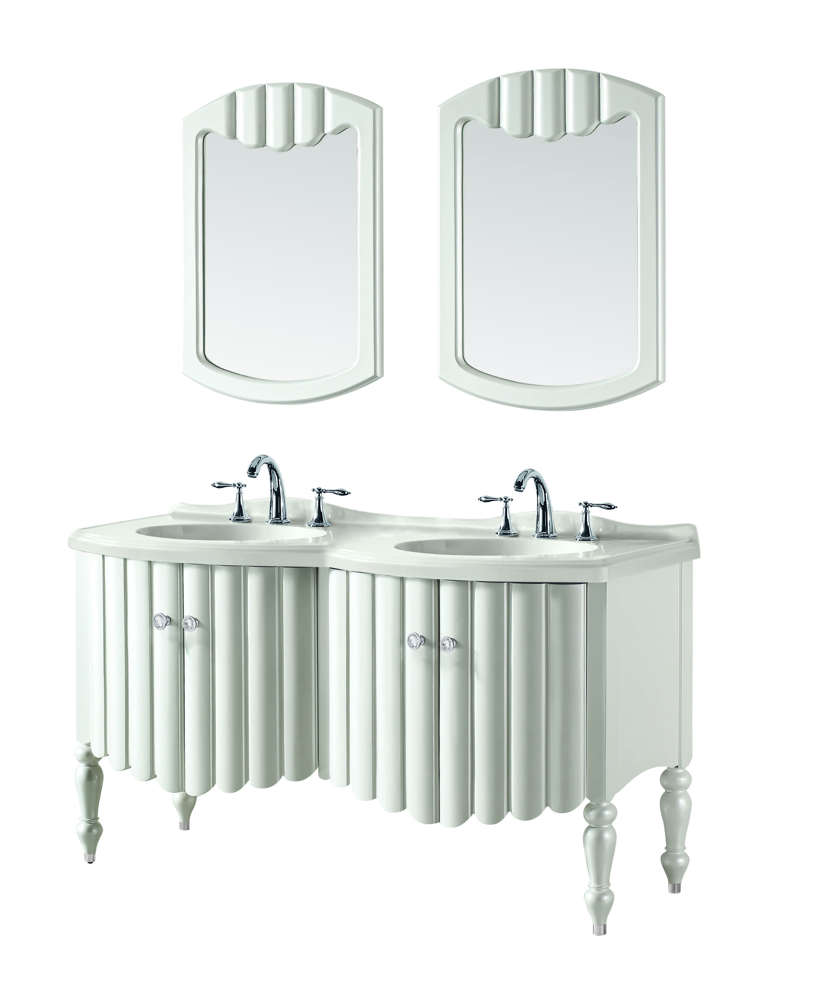 Factory Directly Sell Classical Furniture Vanity with Mirror White Vanity Pvc Bathroom Cabinet with Washing Ceramic Basin